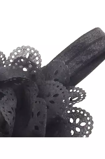 Akinoskids Wavy Edge Hollow Out Black Flower Soft Elastic Newborn Headband