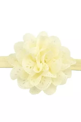 Akinoskids Wavy Edge Hollow Out Cream Flower Soft Elastic Newborn Headband