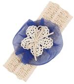 Akinoskids Soft Elastic Lace Chiffon Blue Flower  Newborn Babygirl Headband