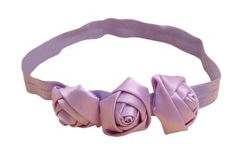 Akinoskids Light Purple 3 Rosset Flower Elastic Newborn Babygirl Soft Headband 2