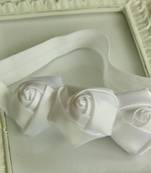 Akinoskids White 3 Rosset Flower Elastic Newborn Babygirl Soft Headband