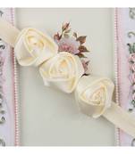 Akinoskids Cream 3 Rosset Flower Elastic Newborn Babygirl Soft Headband
