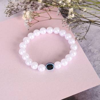 Unisex white evil eye crystal elasticated bracelet 2