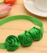 Akinoskids Green 3 Rosset Flower Elastic Newborn Babygirl Soft Headband