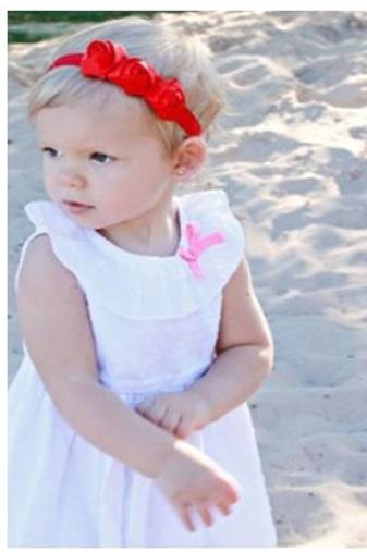 Akinoskids Red 3 Rosset Flower Elastic Newborn Babygirl Soft Headband