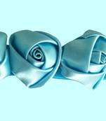 Akinoskids Aqua Blue 3 Rosset Flower Elastic Newborn Babygirl Soft Headband