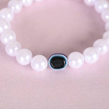 Unisex white evil eye crystal elasticated bracelet 3