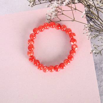 Unisex red marbel crystal elasticated bracelet 1