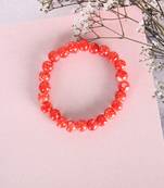 Unisex red marbel crystal elasticated bracelet