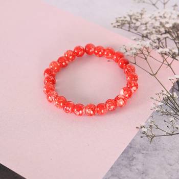 Unisex red marbel crystal elasticated bracelet 2