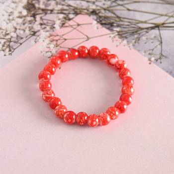 Unisex red marbel crystal elasticated bracelet 3