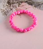 Unisex pink marble crystal beaded elasticated bracelet