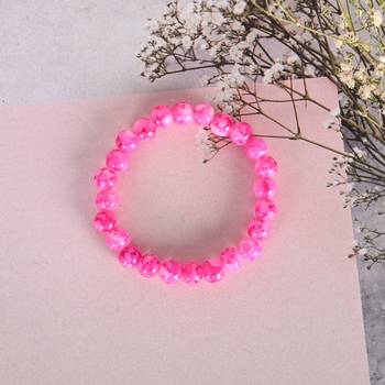Unisex pink marble crystal beaded elasticated bracelet 3