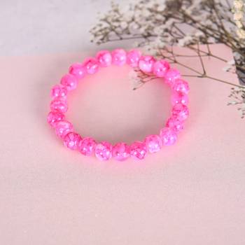 Unisex pink marble crystal beaded elasticated bracelet 4