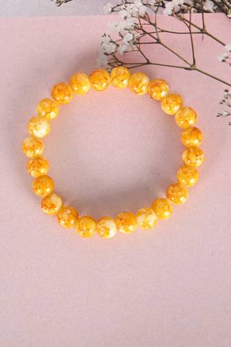 Unisex yellow marbel crystal elasticated bracelet