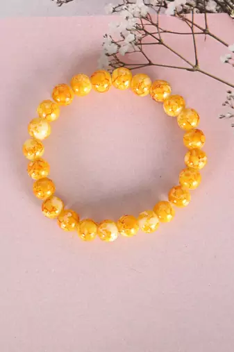 Unisex yellow marbel crystal elasticated bracelet