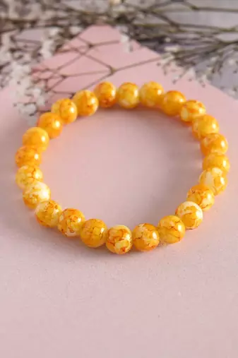 Unisex yellow marbel crystal elasticated bracelet