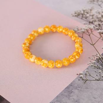 Unisex yellow marbel crystal elasticated bracelet 3