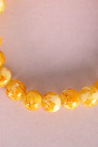 Unisex yellow marbel crystal elasticated bracelet