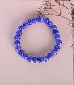 Unisex blue marbel crystal elasticated bracelet