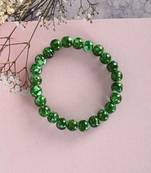 Unisex green marble crystal beaded elasticated bracelet