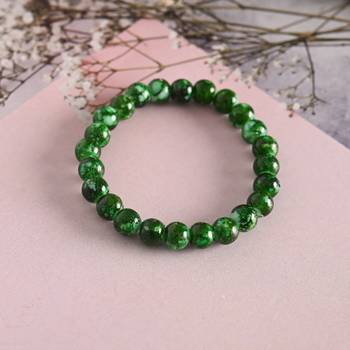 Unisex green marble crystal beaded elasticated bracelet 2