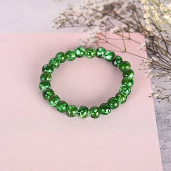 Unisex green marble crystal beaded elasticated bracelet 3