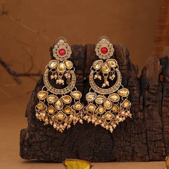 Red & gold color kundan necklace set 3