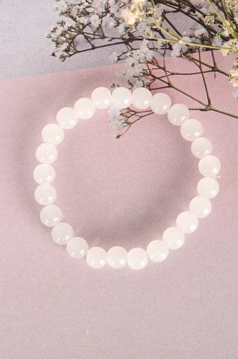 Unisex  white marbel crystal elasticated bracelet