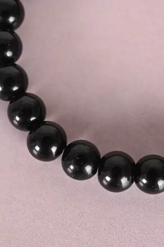 Unisex black marbel crystal elasticated bracelet