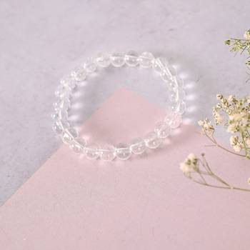 Unisex transparent beaded elasticated bracelet 1