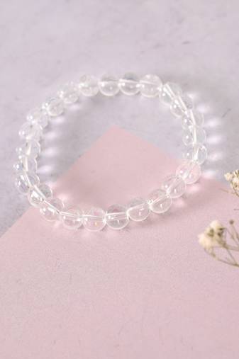 Unisex transparent beaded elasticated bracelet