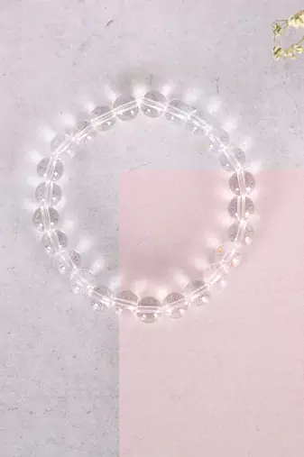 Unisex transparent beaded elasticated bracelet