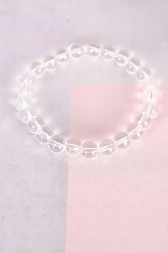 Unisex transparent beaded elasticated bracelet