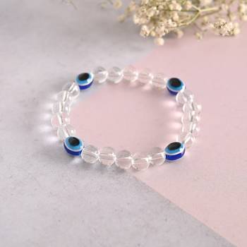 Unisex evil eyetransparent beaded elasticated bracelet 1