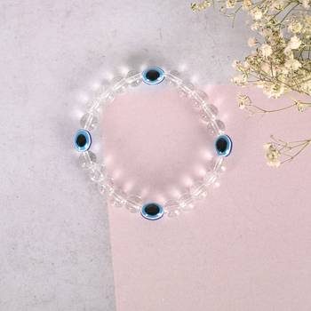 Unisex evil eyetransparent beaded elasticated bracelet 2