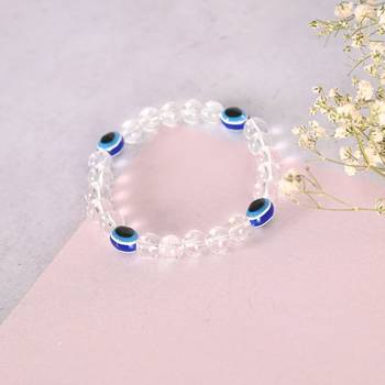 Unisex evil eyetransparent beaded elasticated bracelet 3