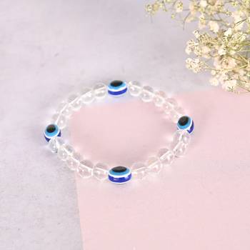 Unisex evil eyetransparent beaded elasticated bracelet 4