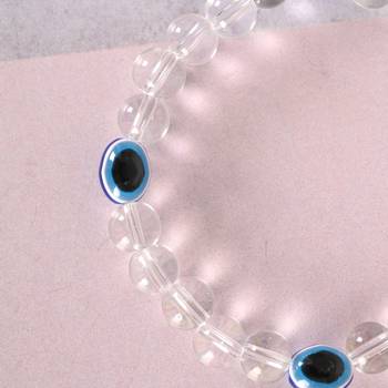 Unisex evil eyetransparent beaded elasticated bracelet 5