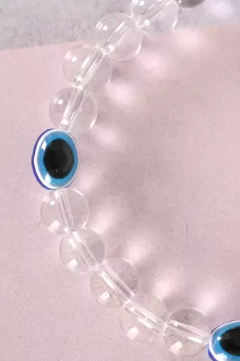 Unisex evil eyetransparent beaded elasticated bracelet