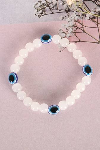 Unisex  white marbel crystal elasticated bracelet
