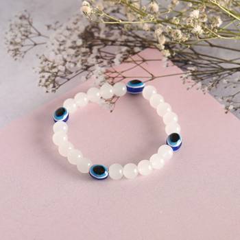 Unisex  white marbel crystal elasticated bracelet 2