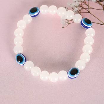 Unisex  white marbel crystal elasticated bracelet 3