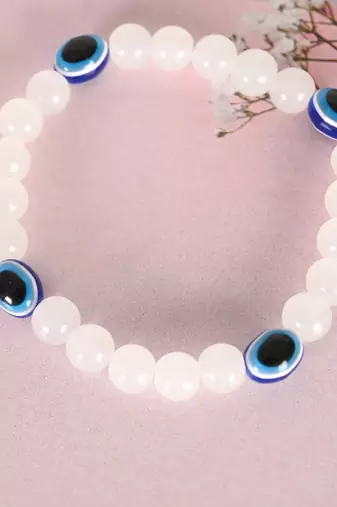 Unisex  white marbel crystal elasticated bracelet