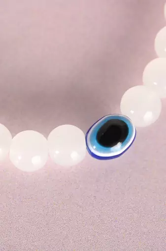 Unisex  white marbel crystal elasticated bracelet