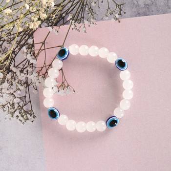 Unisex  white marbel crystal elasticated bracelet 5