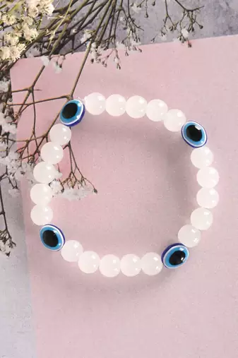 Unisex  white marbel crystal elasticated bracelet