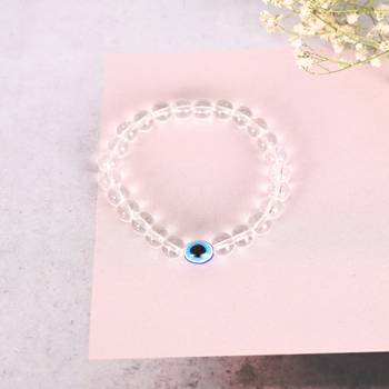 Unisex transparent beaded elasticated bracelet 1