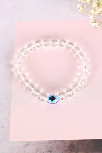 Unisex transparent beaded elasticated bracelet
