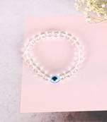 Unisex transparent beaded elasticated bracelet